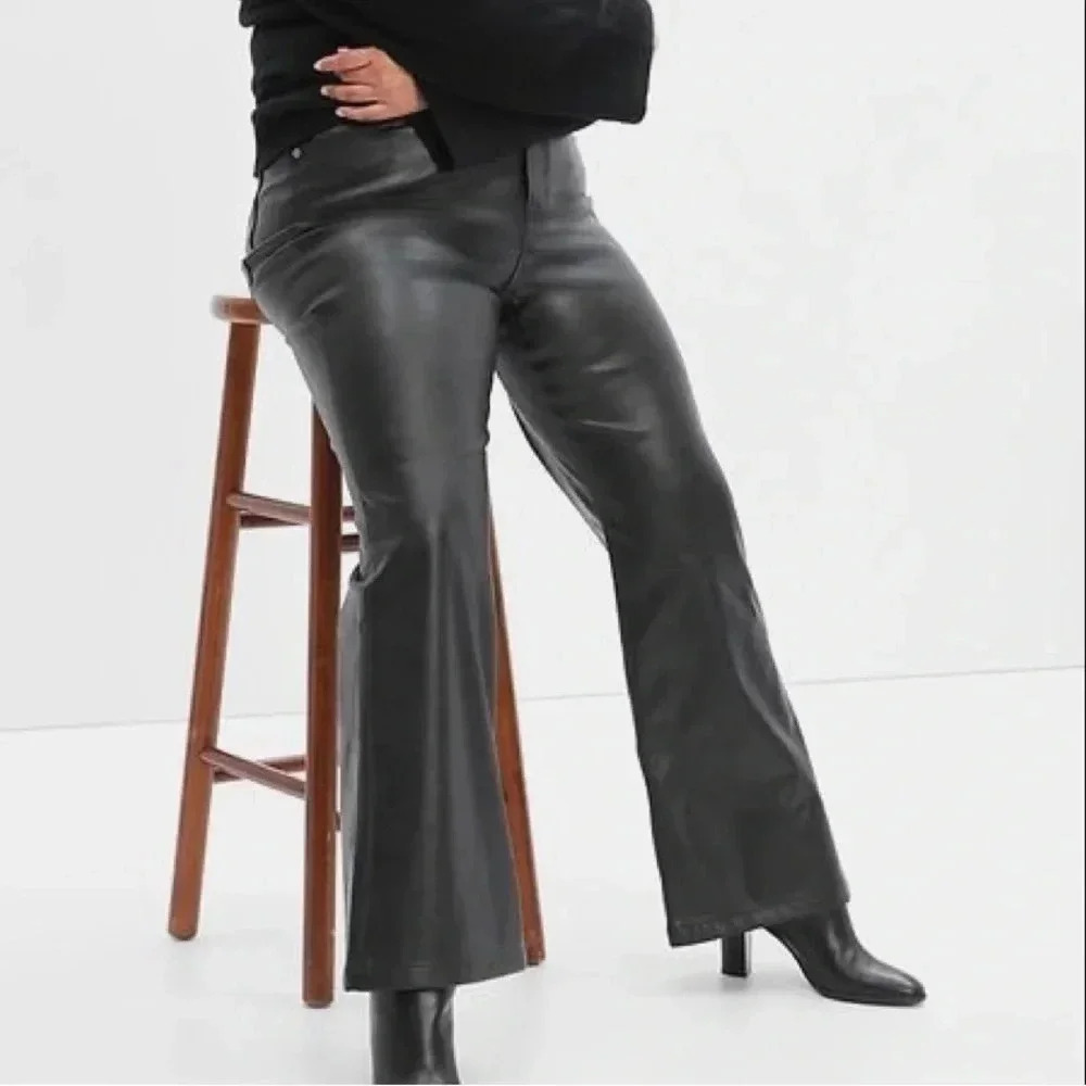 GAP High Rise Vegan Leather 70’s flare pants size 16